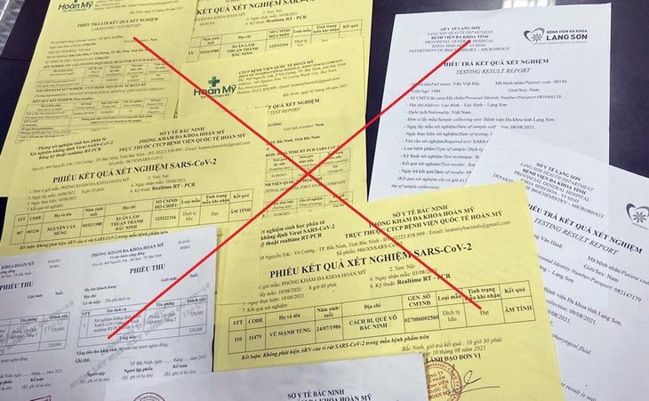 Giấy xét nghiệm Covid giả do Trần Tấn Dương in Giấy xét nghiệm Covid giả do Trần Tấn Dương in