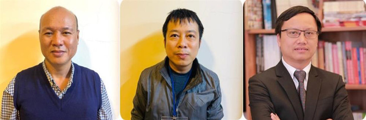 Các bị can (từ trái qua phải): Nguyễn Vũ Cường; Mai Phương Nam; Đặng Xuân Minh.