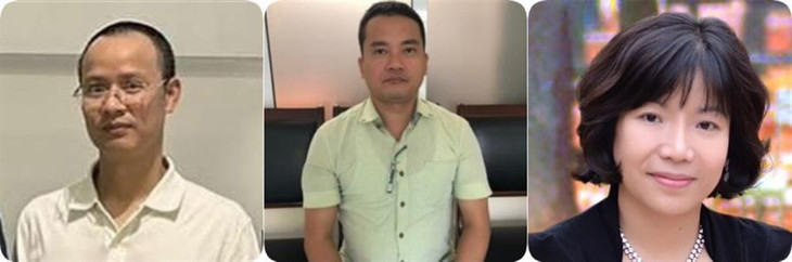 Các bị can (từ trái qua phải): Đỗ Văn Sơn; Nguyễn Quốc Việt; Nguyễn Thị Thanh Nhàn.