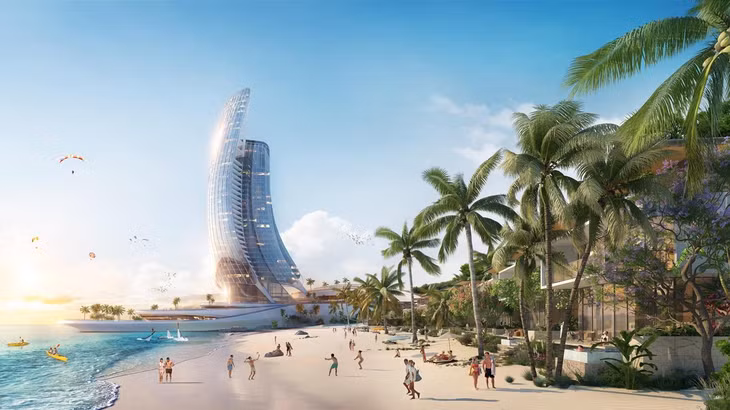 Phân khu The Sailing Bay sở hữu tòa nhà Cánh Buồm biểu tượng. Ảnh phối cảnh minh họa