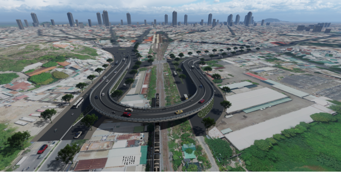Phối cảnh cầu vượt tại dự án nút giao vòng xoay Mả Vòng