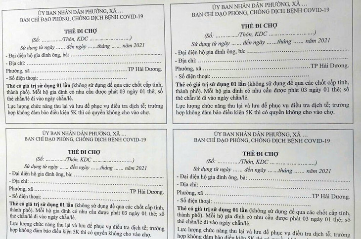 Mẫu phiếu UBND TP. Hải Dương hướng dẫn các phường cấp phát cho người dân