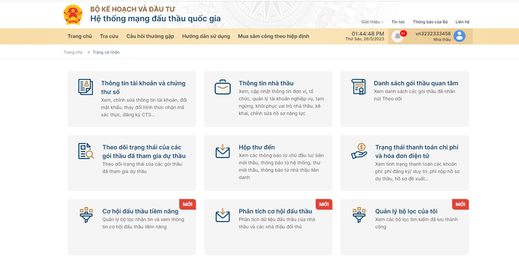 Các chức năng mới được cập nhật trên hệ thống. Các chức năng mới được cập nhật trên hệ thống.