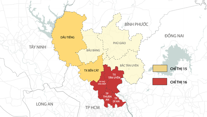 Các địa phương giãn cách xã hội ở Bình Dương