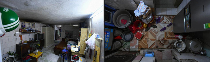 Diện tích nhỏ, chật chội, ẩm thấp, ngôi nhà lại lọt thỏm, thấp dưới nền đường khiến cuộc sống của gia đình anh Đông (cư dân sống ở tầng 1 khu tập thể C5 Quỳnh Mai) gặp nhiều khó khăn. Với nền nhiệt nóng bức trong những ngày hè, căn hộ không khác gì chiếc lò khi xung quanh bị che kín bởi các bức tường.