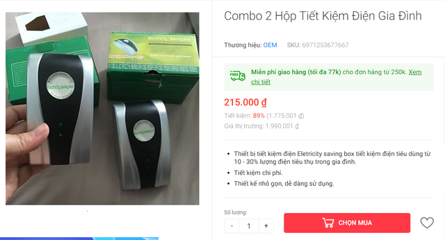 Theo quảng cáo của người bán, khách hàng chỉ cần cắm thiết bị vào nguồn điện là có thể giảm thiểu điện năng tiêu thụ