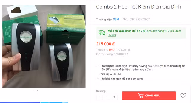 Theo quảng cáo của người bán, khách hàng chỉ cần cắm thiết bị vào nguồn điện là có thể giảm thiểu điện năng tiêu thụ