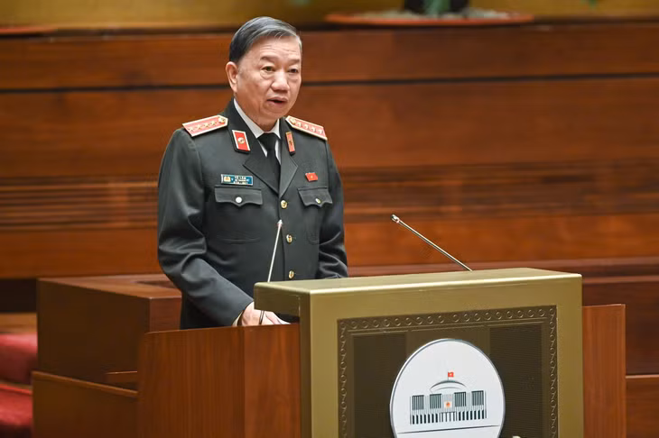 Bộ trưởng Bộ Công an Tô Lâm trình bày Báo cáo công tác phòng, chống tội phạm và vi phạm pháp luật năm 2022