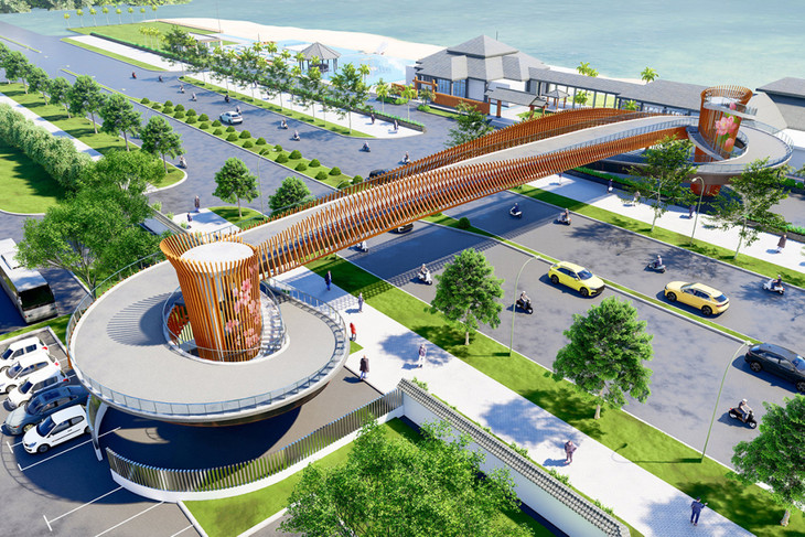 Phối cảnh cầu vượt bộ hành qua đường Nguyễn Tất Thành.