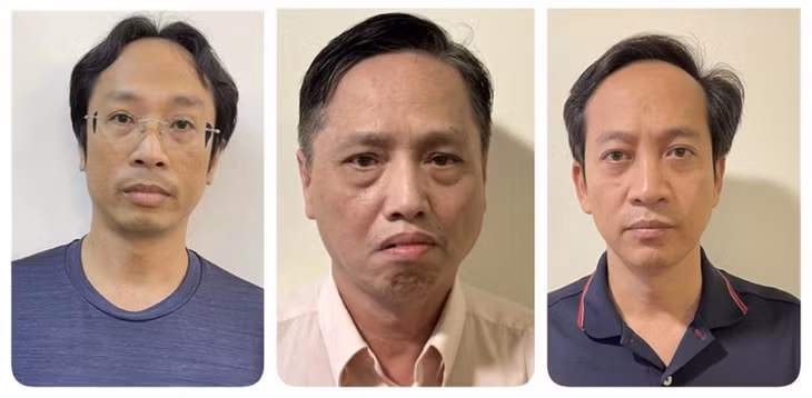 Các bị can (từ trái qua phải): Nguyễn Trần Long; Nguyễn Minh; Trần Vinh Vũ.