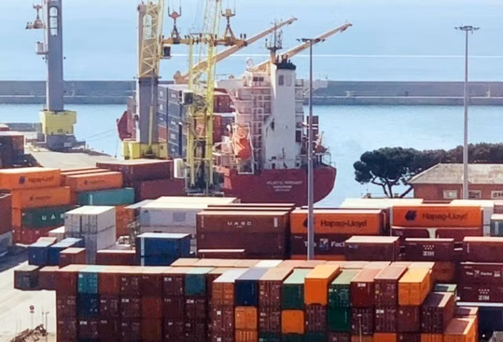 Các container điều trong vụ lô hạt điều bị mất kiểm soát được tạm giữ trước đó tại cảng Genoa (Italy).