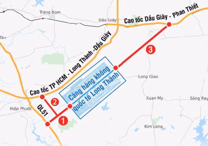 Hướng tuyến số 1 và 2 kết nối sân bay Long Thành sắp khởi công