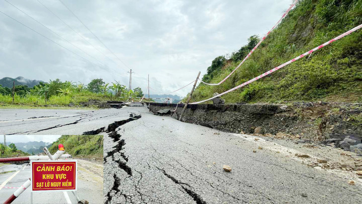 Đường tỉnh 435 bị sạt lở nghiêm trọng