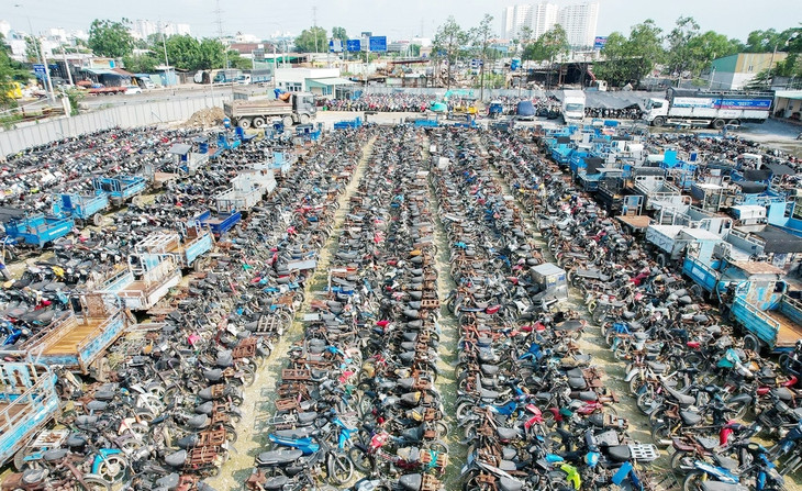 Một kho xe vi phạm ở TP.HCM Một kho xe vi phạm ở TP.HCM