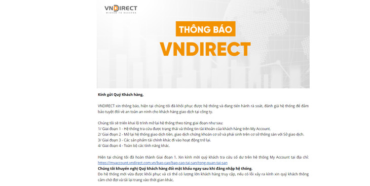 Website của VNDirect lúc tối 27/3/2024