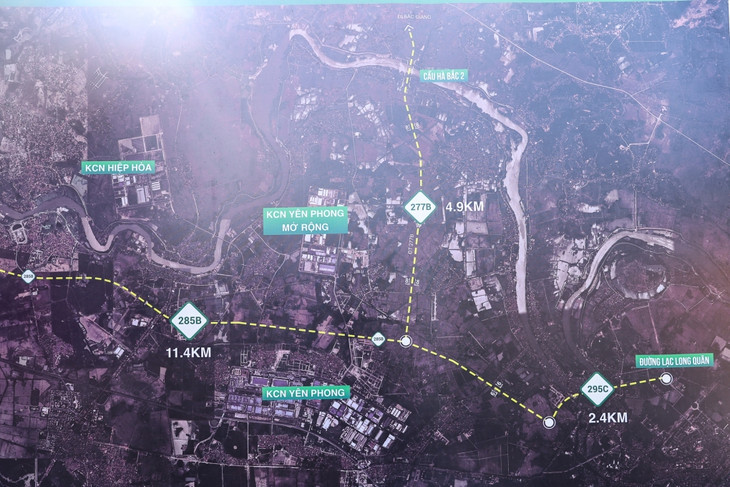 Sơ đồ ba tuyến tỉnh lộ tại Bắc Ninh khởi công