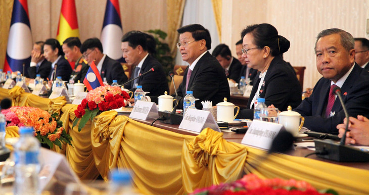 Tổng Bí thư, Chủ tịch nước Lào Thongloun Sisoulith phát biểu tại hội đàm