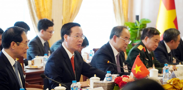 Chủ tịch nước Võ Văn Thưởng phát biểu tại hội đàm