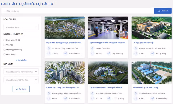 Nhà đầu tư có thể dễ dàng tìm kiếm thông tin về các dự án kêu gọi đầu tư của tỉnh qua Cổng thông tin.