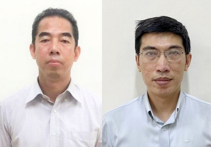 Bị can Tô Anh Dũng - nguyên Thứ trưởng Bộ Ngoại giao (trái) và bị can Nguyễn Quang Linh - nguyên Trợ lý Phó Thủ tướng Thường trực Chính phủ.