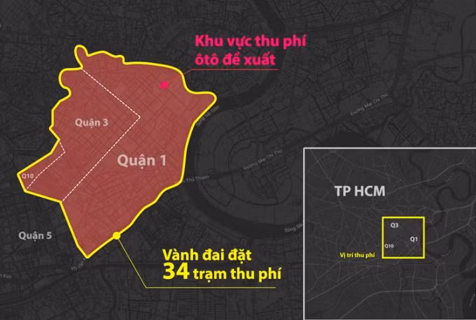 Khu vực thu phí được đề xuất năm 2019