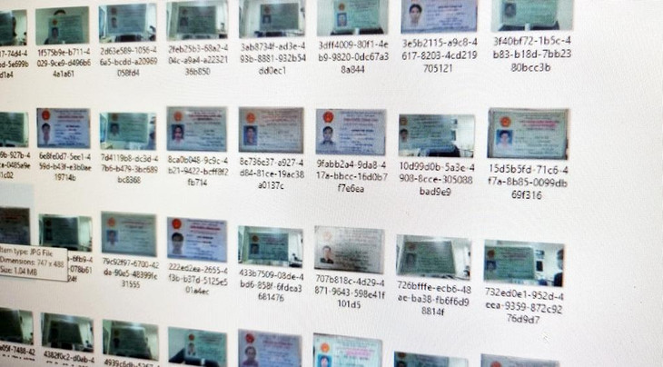 Một phần trong số các ảnh chụp chứng minh thư và căn cước công dân của người Việt đang bị rao bán