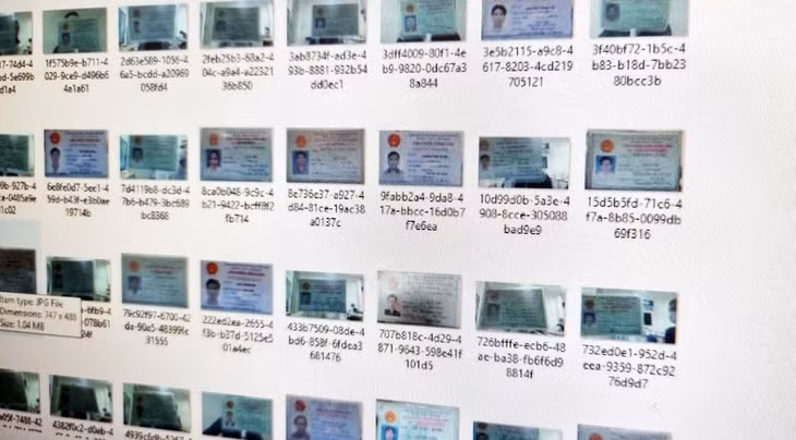 Một phần trong số các ảnh chụp chứng minh thư và căn cước công dân của người Việt đang bị rao bán