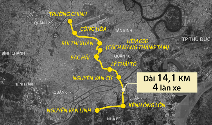 Hướng tuyến đường trên cao mà doanh nghiệp đề xuất đầu tư