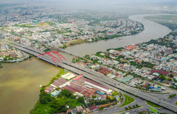 Sông Sài Gòn đoạn chảy qua TP.HCM nhìn từ trên cao