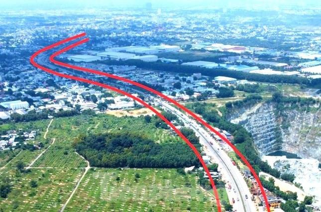 Vị trí xây dựng đường Vành đai 3 TP.HCM đoạn Bình Dương (vạch đỏ) Vị trí xây dựng đường Vành đai 3 TP.HCM đoạn Bình Dương (vạch đỏ)