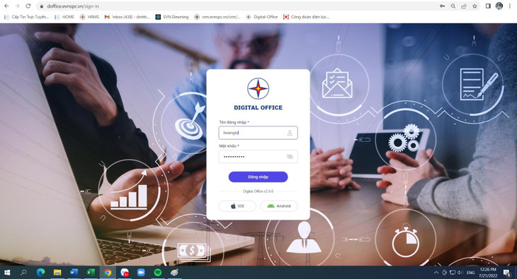 Giao diện văn phòng số của các công ty điện lực thành viên Tổng công ty điện lực miền Nam Giao diện văn phòng số của các công ty điện lực thành viên Tổng công ty điện lực miền Nam