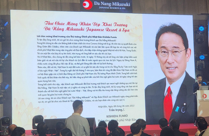 Thư chúc mừng khai trương khách sạn Mikazuki của Thủ tướng Nhật Bản KISHIDA FUMIO