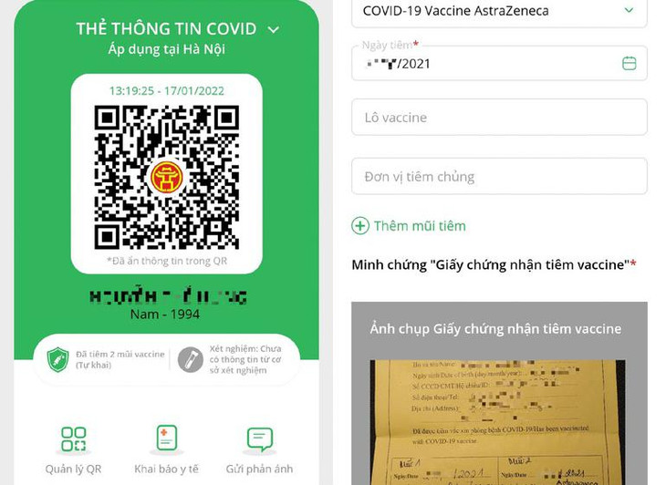 Người dùng tự cập nhật mũi tiêm trên ứng dụng PC-Covid