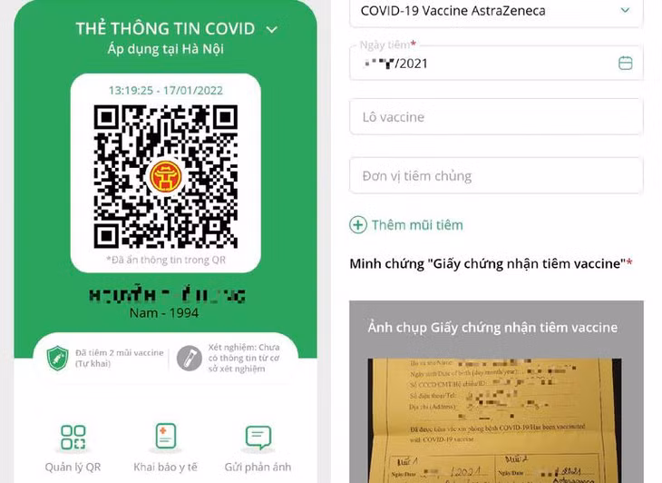 Người dùng tự cập nhật mũi tiêm trên ứng dụng PC-Covid