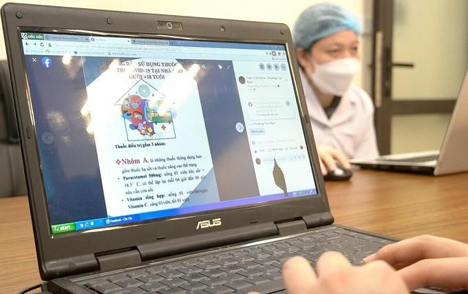 Các y bác sĩ tham gia tư vấn, hỗ trợ trực tuyến cho F0, F1 thông qua trạm y tế online