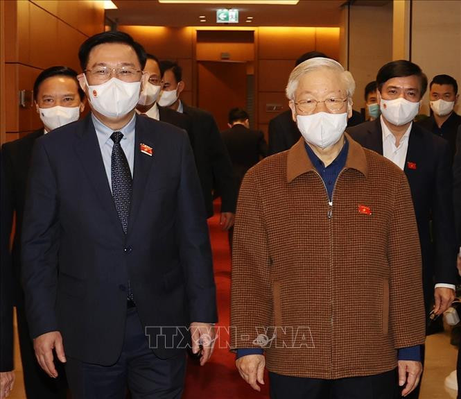 Tổng Bí thư Nguyễn Phú Trọng, Chủ tịch Quốc hội Vương Đình Huệ dự Kỳ họp thứ hai, Quốc hội khóa XV.