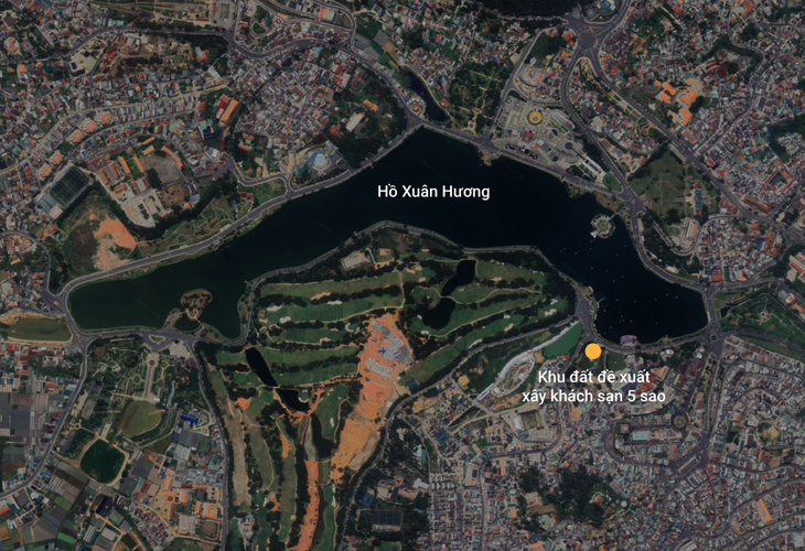 Vị trí khu đất vàng được đề xuất xây khách sạn 5 sao sát hồ Xuân Hương, TP. Đà Lạt