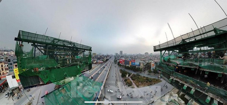 Dự án đường Vành đai 2 (Hà Nội) đoạn Minh Khai - Đại La trong quá trình thi công.