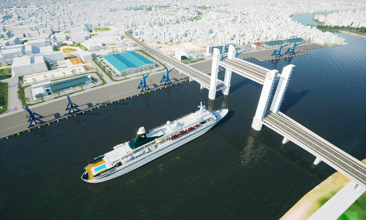 Thiết kế cầu Thủ Thiêm 4 có thể nâng tĩnh không lên 45 m Thiết kế cầu Thủ Thiêm 4 có thể nâng tĩnh không lên 45 m