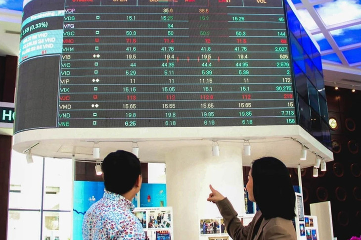 Nhà đầu tư theo dõi diễn biến thị trường chứng khoán tại Sở Giao dịch chứng khoán TP.HCM