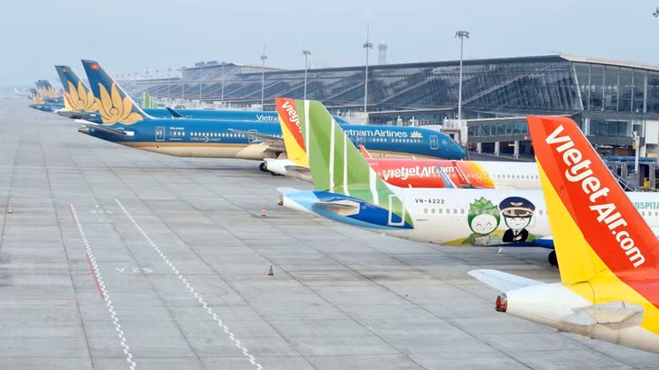 Máy bay của các hãng hàng không tại Sân bay Quốc tế Nội Bài.