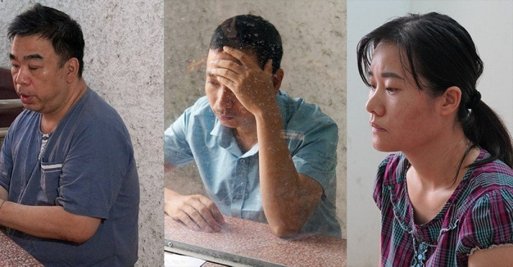 Các bị can Bùi Tú Cao, Phạm Trọng Toản và Trần Thị Huê