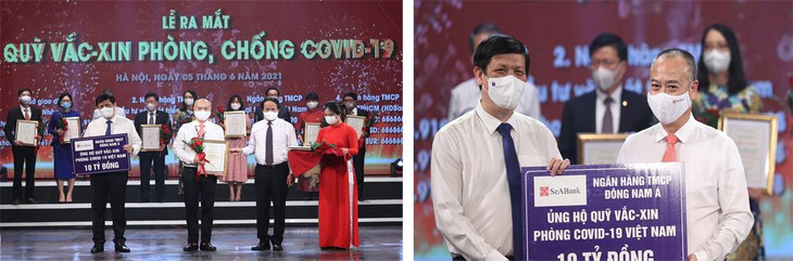 Đại diện Ngân hàng SeABank trao ủng hộ 10 tỷ đồng tại sự kiện