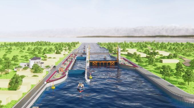 Phối cảnh cống ngăn mặn 460 tỷ đồng trên kênh Nguyễn Tấn Thành