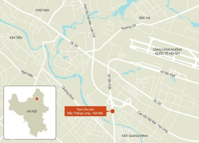 Vị trí trạm Bắc Thăng Long - Nội Bài cách xa quốc lộ 2 (2A) tuyến tránh TP. Vĩnh Yên.