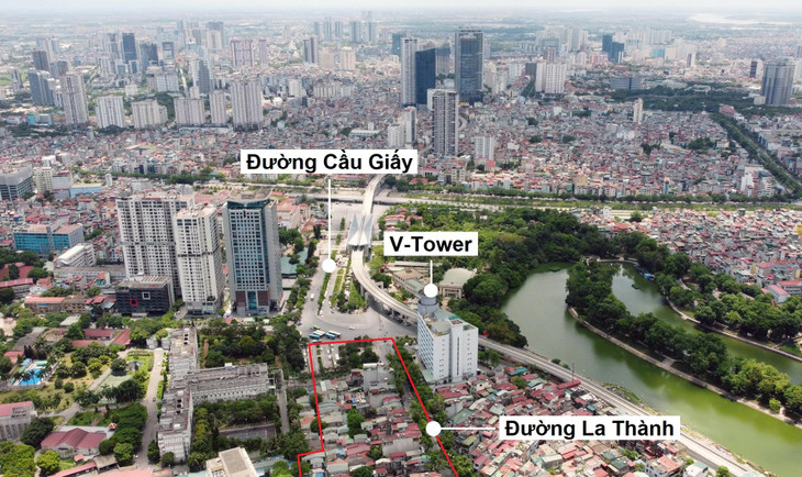 Từ nút giao La Thành - Cầu Giấy - Kim Mã, khu vực thuộc diện thu hồi chủ yếu phía bên trái đường La Thành. Khu vực này tiếp giáp với Đại sứ quán Nga, Bệnh viện Phụ sản Hà Nội.