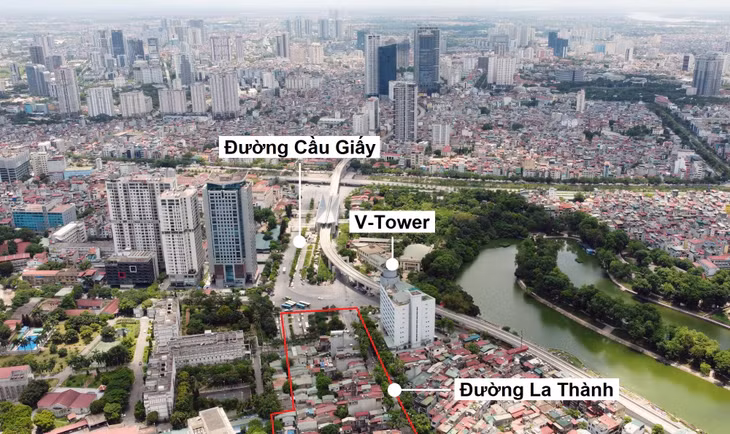 Từ nút giao La Thành - Cầu Giấy - Kim Mã, khu vực thuộc diện thu hồi chủ yếu phía bên trái đường La Thành. Khu vực này tiếp giáp với Đại sứ quán Nga, Bệnh viện Phụ sản Hà Nội.