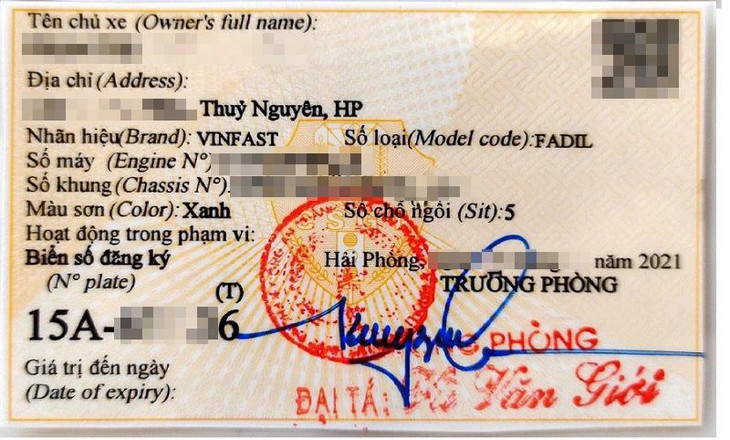 Mẫu đăng ký xe hiện tại