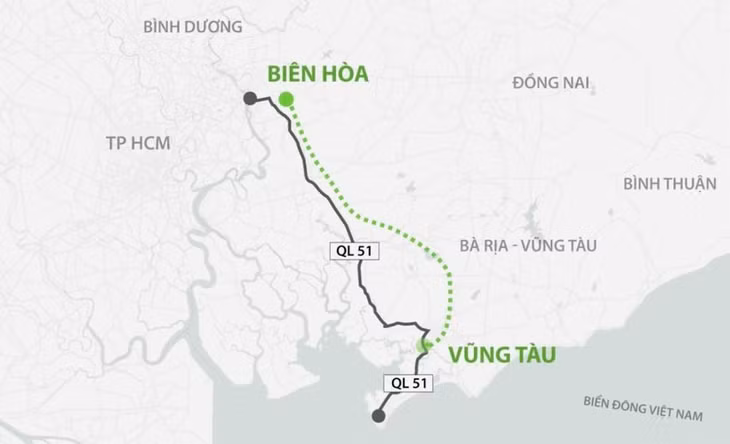 Hướng tuyến cao tốc Biên Hoà -Vũng Tàu