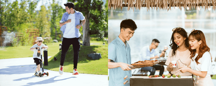 Grand Sapphire 2, Vinhomes Smart City nằm trong phân khu có mật độ xây dựng thấp, ⅔ diện tích là cây xanh, hồ nước, giúp cư dân có được cuộc sống xanh, an lành ngay giữa Hà Nội sầm uất